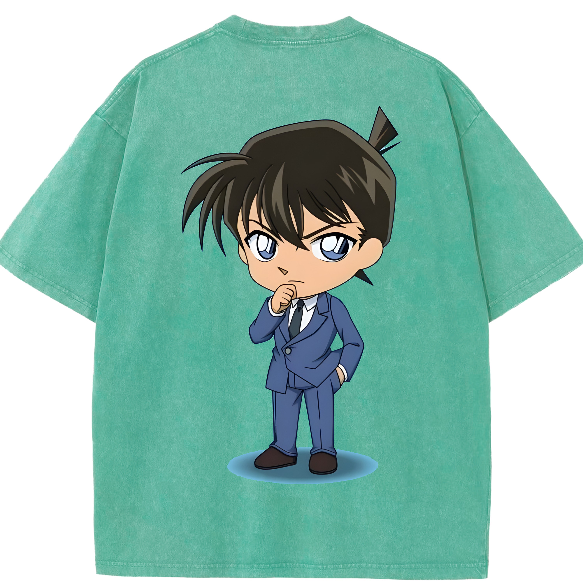 （画像用） 名探偵コナン 江戸川 コナン Detective Conan Conan Edogawa 綿100% ヴィンテージ風 半袖Tシャツ（背面プリント）